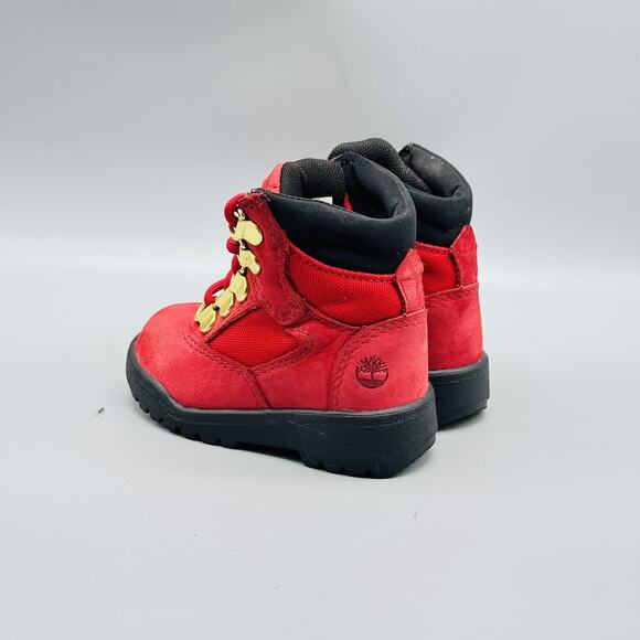 Timberland Boots Toddler Girls Boys 5 Red Suede Field Hiking Ankle Lace Up Shoes - Picture 6 of 11